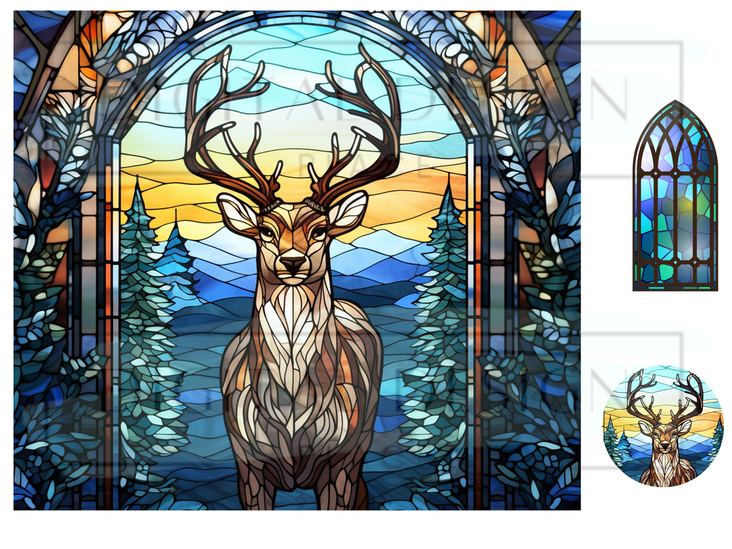 Stained Glass Deer 6 WrB126