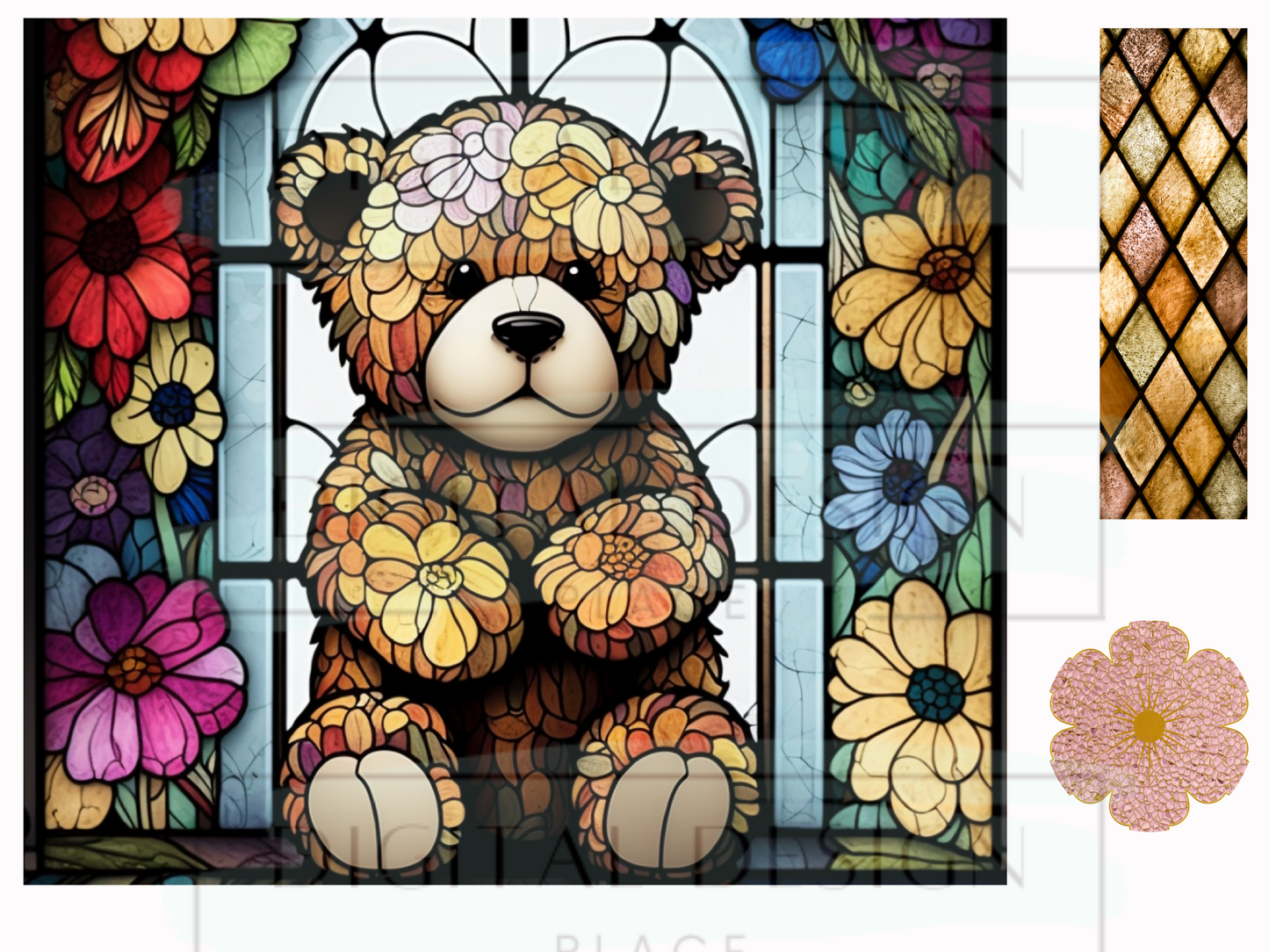 Stained Glass Teddy WrB164