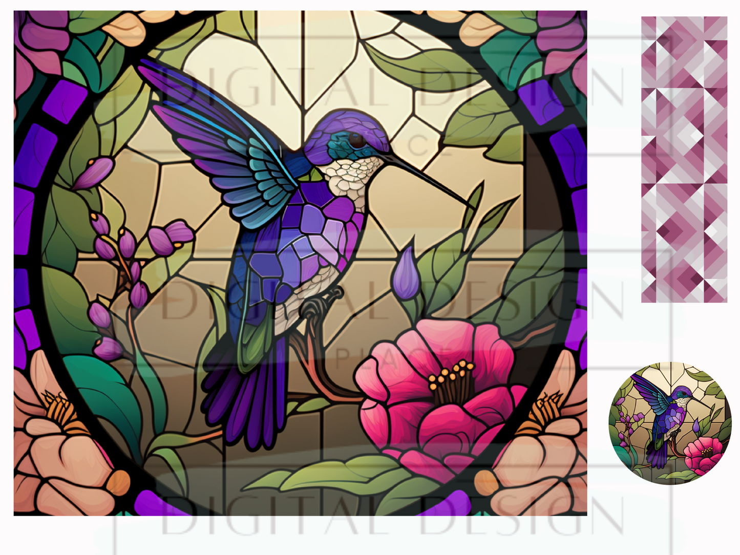 Stained Glass Hummingbird WrB165