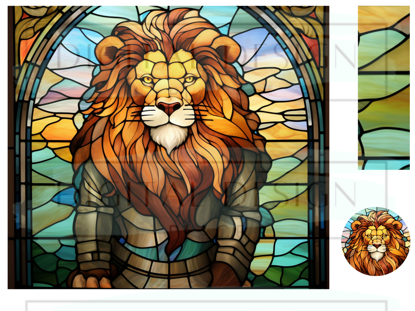 Stained Glass Lion WrB189