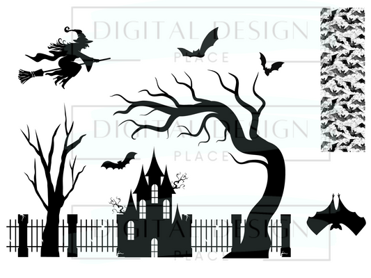 Witchy House Silhoutte WrB80