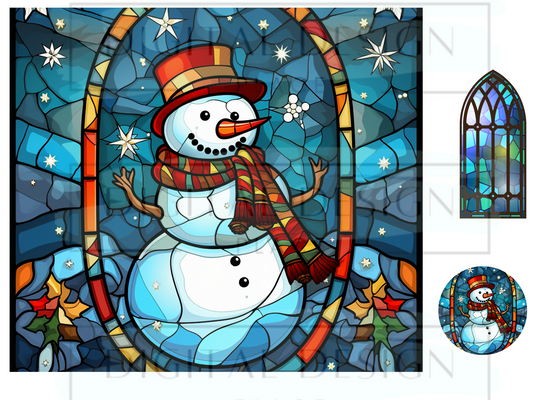 Stained Glass Snowman Arch WrB93
