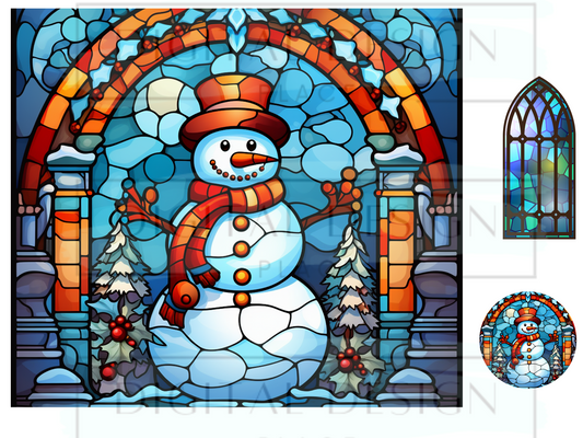 Stained Glass Snowman Greeter WrB95