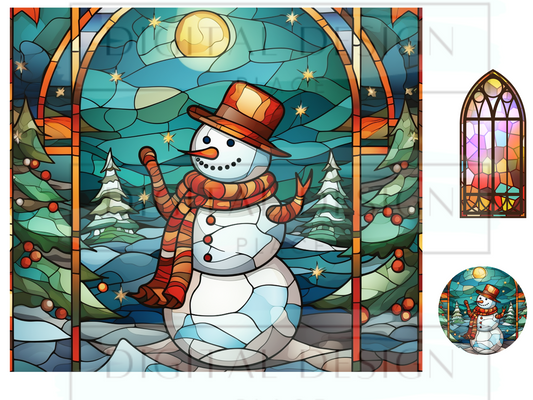 Stained Glass Snowman WrB98