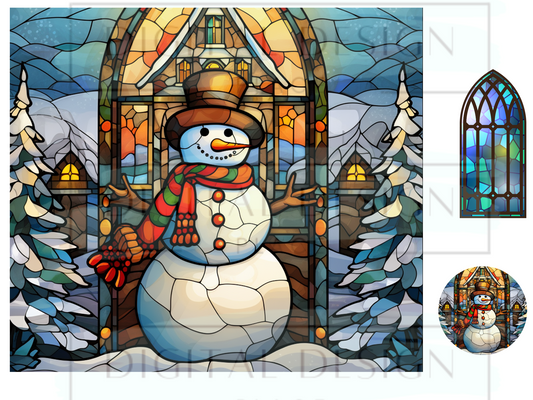 Stained Glass Snowman 2 WrB99