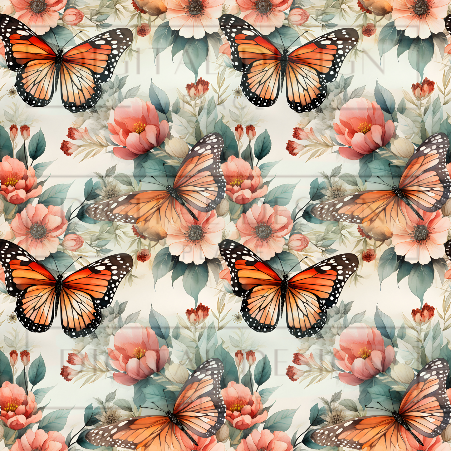 Monarch Blossom Butterflies VinylV1144