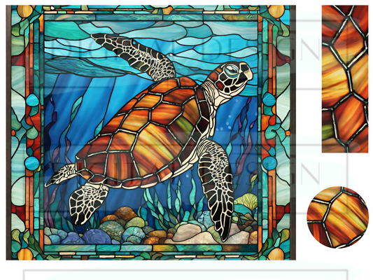 Stained Glass Sea Turtle WrB214
