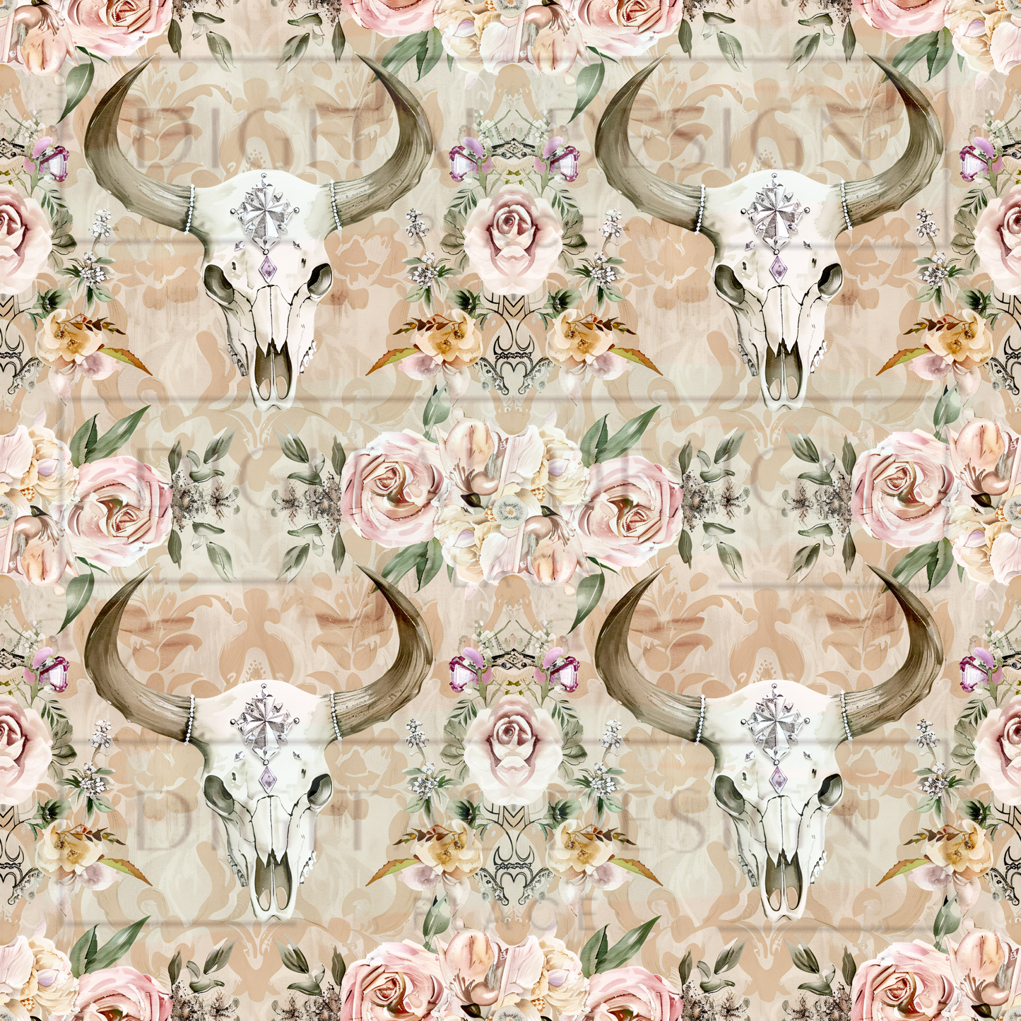 Floral Bull Skull VinylV1118