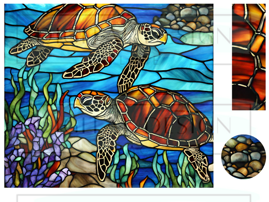 Stained Glass Sea Turtle WrB213