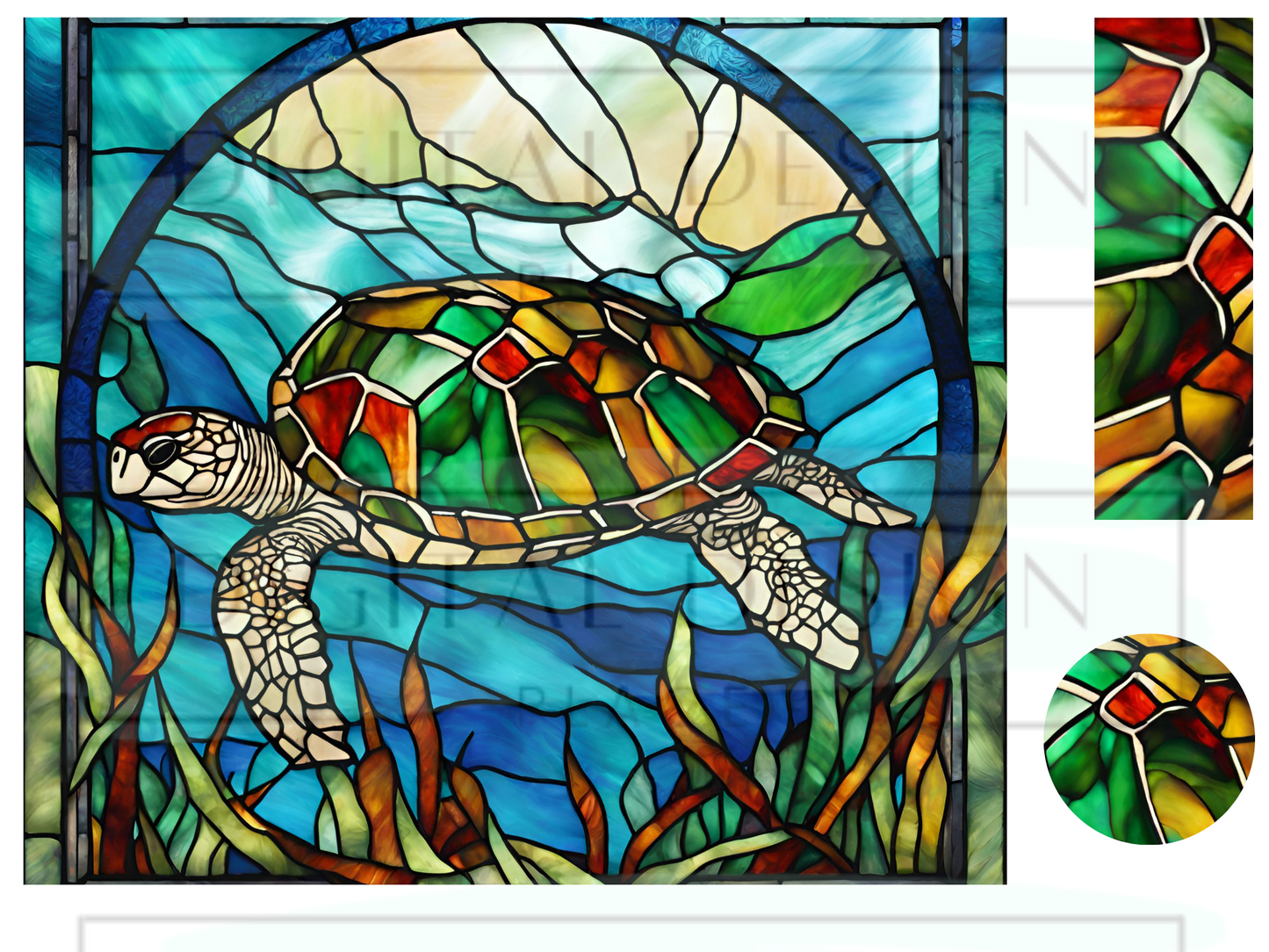 Stained Glass Sea Turtle WrB212