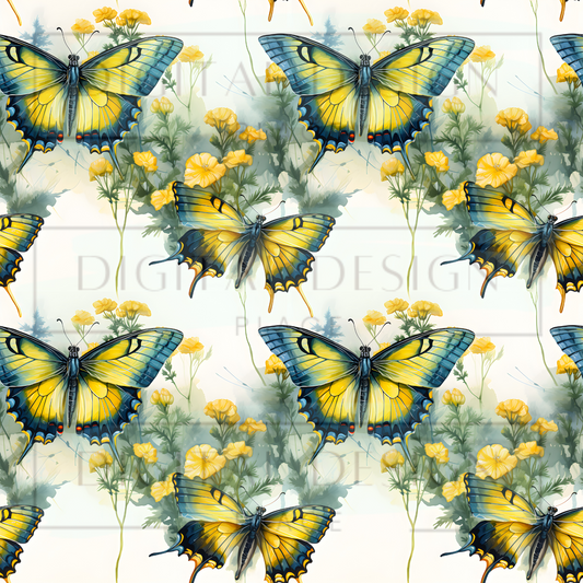 Blue Yellow Butterflies VinylV1147