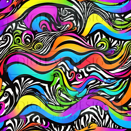 Rainbow Zebra Swirls VinylV1137