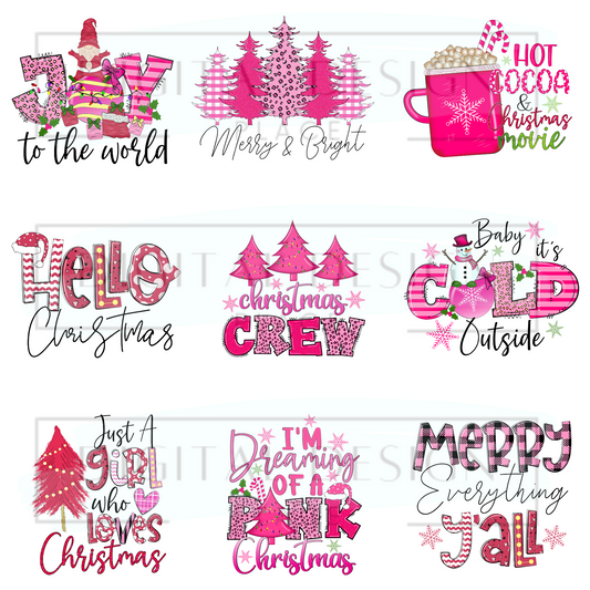 Pink Christmas Decal Sheet ELEE172