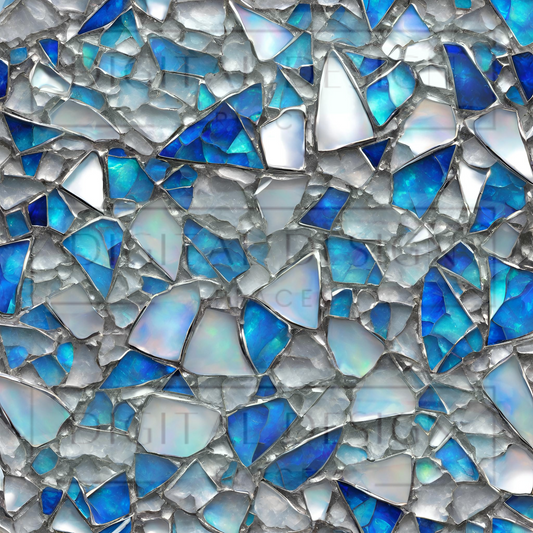 Blue Silver Opal Shattered Glass VinylV1129