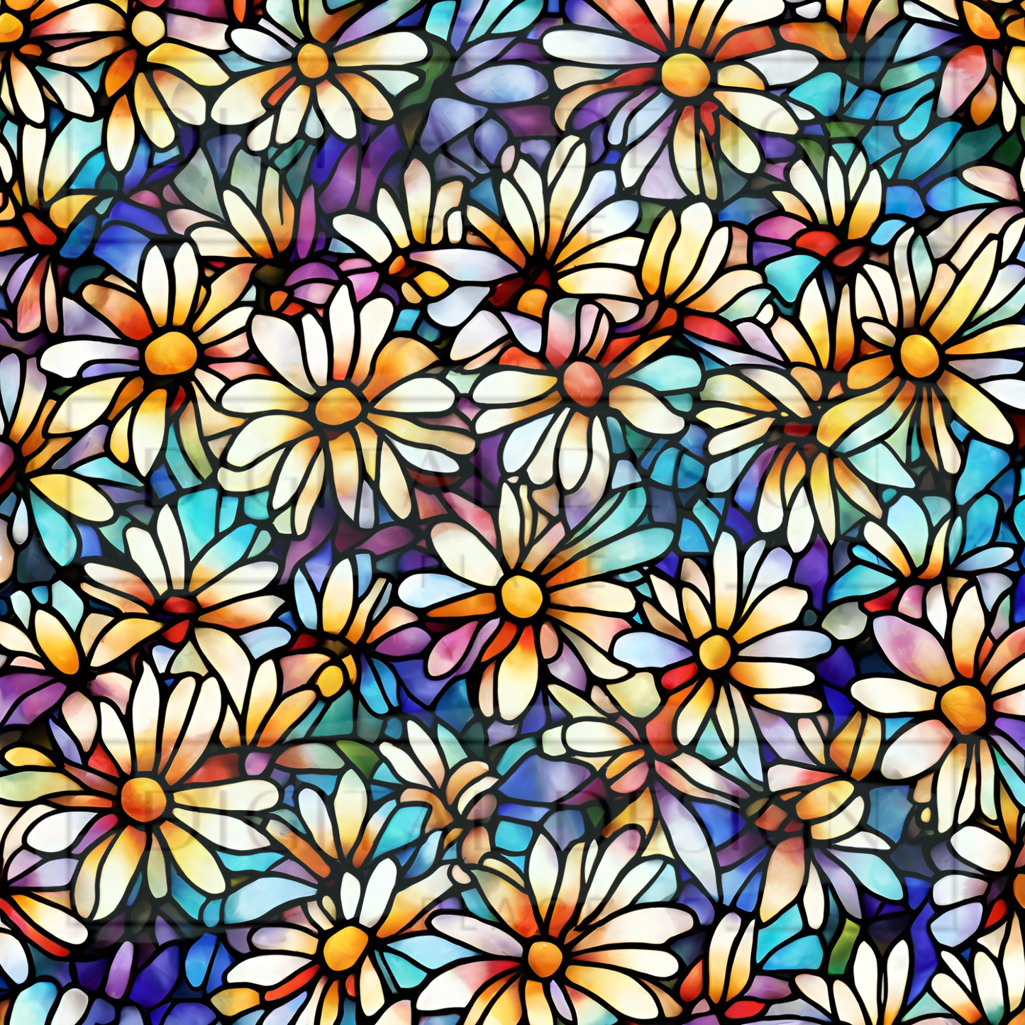 Stained Glass Watercolor Daisy VinylV1054