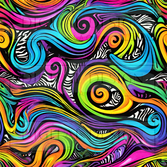 Rainbow Zebra Swirls VinylV1138