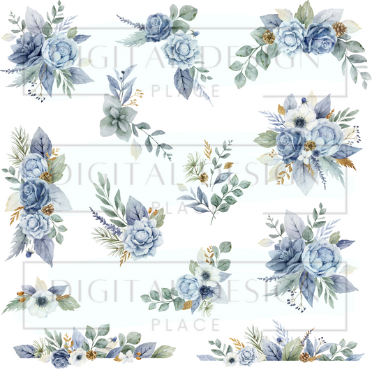 Dusty Blue Florals ELEE39