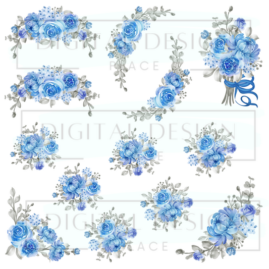 Blue and Grey Florals ELEE42