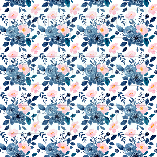 Blue and Pink Flower VinylV173